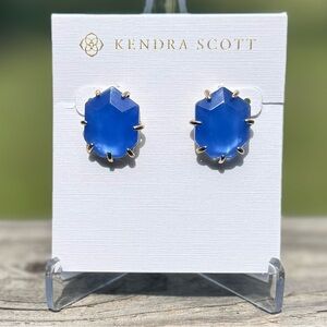 Kendra Scott Morgan Stud Earrings in Periwinkle with Gold Frames Retired